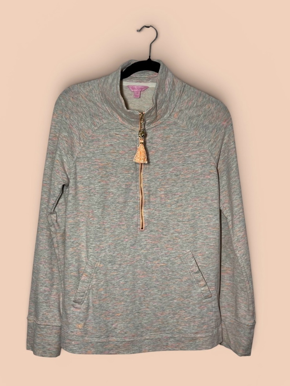 Lilly Pulitzer Women's 1/4 Zip Pullover Summer Sweater Gray Size M